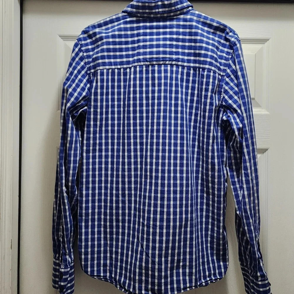 Camp David Nautical Button Down Shirt Men's Small Plaid Blue White Long Sleeve - Picture 3 of 7